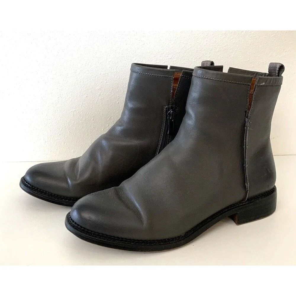 Franco Sarto Hixton Boots Size 8.5 Leather Neutral Minimalist Moto Biker Rock